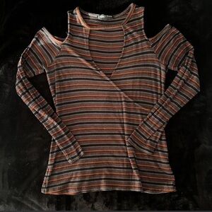 Harlowe & Graham Multicolor Striped Cold Shoulder Top